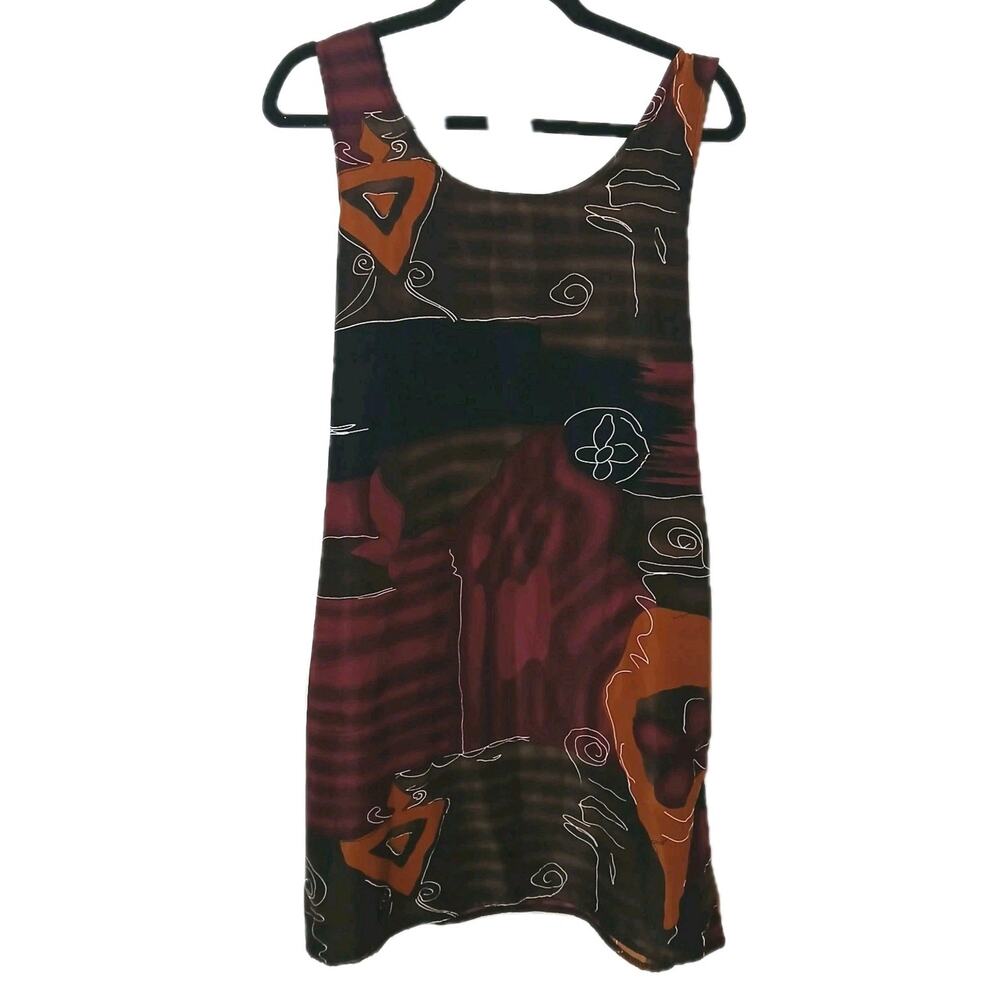 Tampa Bay Artwear Abstract Sleeveless Dress M Made in‎ USA Retro Boho Tie Back